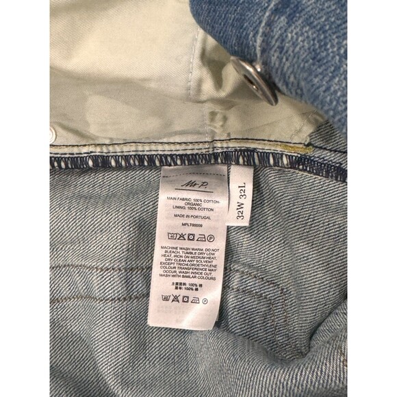 Mr P. Mens 32x32 Blue Button Fly Slim Fit Organic Selvage Denim Jeans Japan - Picture 5 of 10